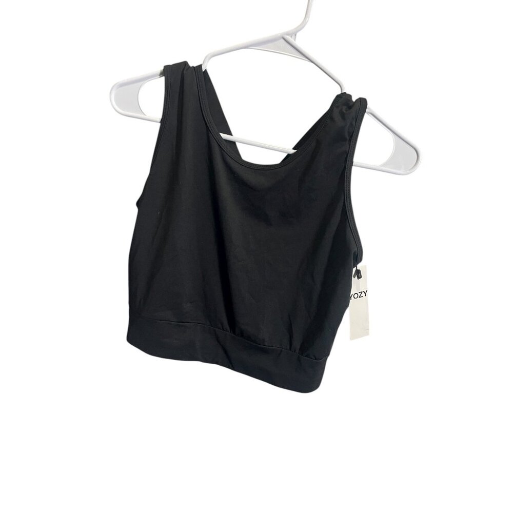 Yozy Womens Black Workout‎ Tank Top Large Polyester Blend